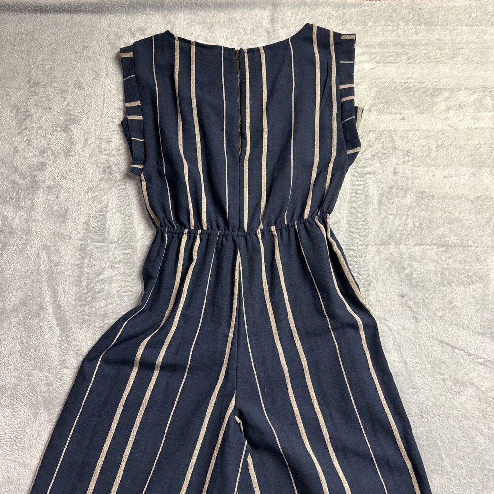 Universal Thread Jumpsuit Romper NWT - Striped Navy/Tan Wide Leg Sz XS - Picture 15 of 16